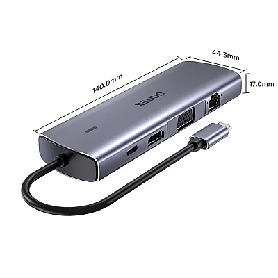 UNITEK uHUB 9-ב-1 ל-USB-C עם תצוגה כפולה, קוראי כרטיסים, PD 100W ורשת Gigabit (D1113A) UNITEK uHUB 9-ב-1 ל-USB-C עם תצוגה כפולה, קוראי כרטיסים, PD 100W ורשת Gigabit (D1113A)