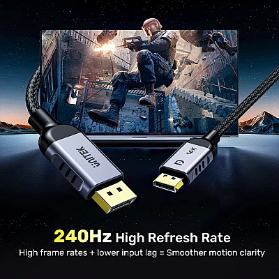 כבל DisplayPort 2.1 גיימינג UNITEK – 8K@120Hz / 4K@240Hz (עד 80Gbps) אורך 1.5 מטר כבל DisplayPort 2.1 גיימינג UNITEK – 8K@120Hz / 4K@240Hz (עד 80Gbps) אורך 1.5 מטר