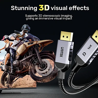 כבל DisplayPort 2.1 גיימינג UNITEK – 8K@120Hz / 4K@240Hz (עד 80Gbps) אורך 1.5 מטר כבל DisplayPort 2.1 גיימינג UNITEK – 8K@120Hz / 4K@240Hz (עד 80Gbps) אורך 1.5 מטר