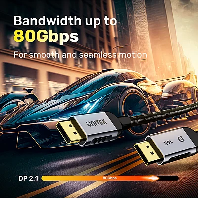 כבל DisplayPort 2.1 גיימינג UNITEK – 8K@120Hz / 4K@240Hz (עד 80Gbps) אורך 1.5 מטר כבל DisplayPort 2.1 גיימינג UNITEK – 8K@120Hz / 4K@240Hz (עד 80Gbps) אורך 1.5 מטר