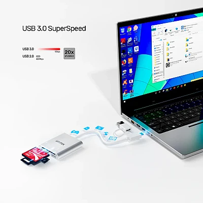 UNITEK קורא כרטיסים USB 3.0 – 3 חריצים + מתאם USB-C (Y-9313D) UNITEK קורא כרטיסים USB 3.0 – 3 חריצים + מתאם USB-C (Y-9313D)