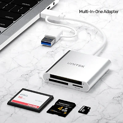 UNITEK קורא כרטיסים USB 3.0 – 3 חריצים + מתאם USB-C (Y-9313D) UNITEK קורא כרטיסים USB 3.0 – 3 חריצים + מתאם USB-C (Y-9313D)
