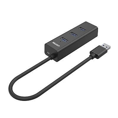 UNITEK רכזת USB 3.0 – 4 יציאות (Y-3089) עם הזנת כוח אופציונלית