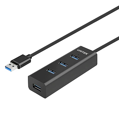 UNITEK רכזת USB 3.0 – 4 יציאות (Y-3089) עם הזנת כוח אופציונלית