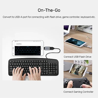 UNITEK מתאם USB-C ל-USB-A (Y-A025CGY) – עד 5Gbps UNITEK מתאם USB-C ל-USB-A (Y-A025CGY) – עד 5Gbps
