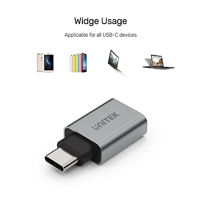 UNITEK מתאם USB-C ל-USB-A (Y-A025CGY) – עד 5Gbps UNITEK מתאם USB-C ל-USB-A (Y-A025CGY) – עד 5Gbps