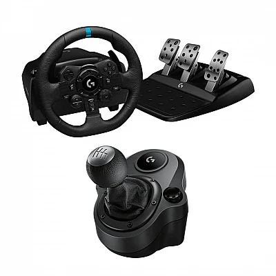 הגה מרוצים + דוושות + ידית הילוכים Logitech G923 לקונסולות PS4 / PS5 ול-PC