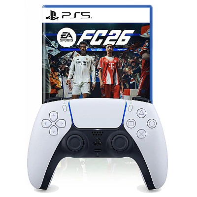 EA Sports FC 26 ל־PS5 + שלט DualSense לבן מקורי
