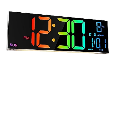 שעון קיר דיגיטלי עם תאורת RGB ושלט | Dragon GPDRA DCRGW שעון קיר דיגיטלי עם תאורת RGB ושלט | Dragon GPDRA DCRGW