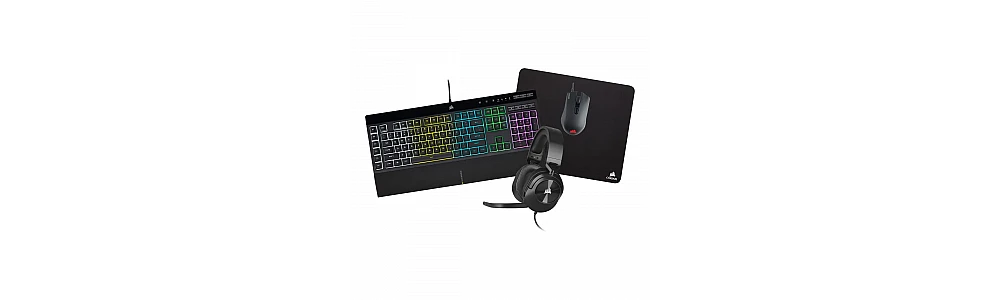 CORSAIR סט גיימינג 4-ב-1 - מקלדת + עכבר + אוזניות + משטח