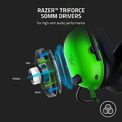 Razer BlackShark V2 X רייזר אוזניות גיימינג חוטיות  (צבע ירוק)