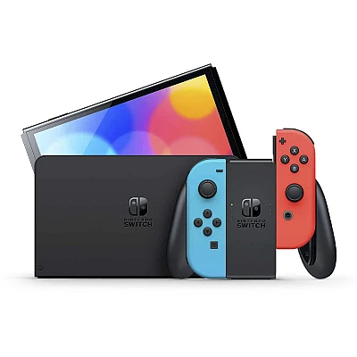 קונסולת Nintendo Switch OLED 64GB – נינטנדו סוויץ’ אדום & כחול כולל מגן מסך זכוכית