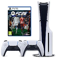 Sony PlayStation 5 Slim Blu-Ray Edition 1TB + EA SPORTS FC 26 עם שני בקרים | פלייסטיישן 5 סלים