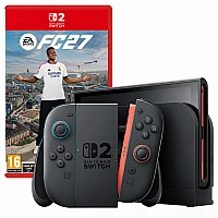 קונסולת משחק Nintendo Switch 2 256GB – אדום/כחול ומשחק FC 27 | יבוא מקביל