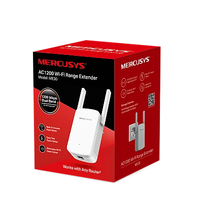 מגדיל טווח Mercusys ME30 | Range extender | AC1200 Dual Band, 1x RJ45 100Mb/s
