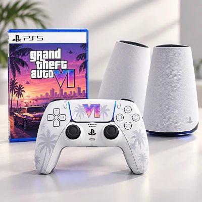 Grand Theft Auto VI ל-PS5 + בקר DualSense GTA VI לבן + רמקולים PULSE Elevate לבנים Grand Theft Auto VI ל-PS5 + בקר DualSense GTA VI לבן + רמקולים PULSE Elevate לבנים