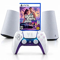 Grand Theft Auto VI ל-PS5 + בקר DualSense GTA VI לבן + רמקולים PULSE Elevate לבנים