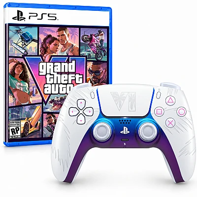 Grand Theft Auto VI ל-PS5 + בקר אלחוטי DualSense GTA VI White Limited Edition