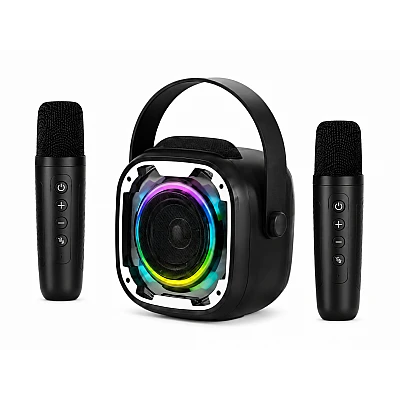 ערכת קריוקי Livo Music עם 2 מיקרופונים ורמקול תאורה RGB