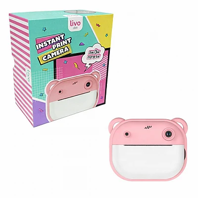 Livo Click Instant Print Camera – מצלמה דיגיטלית מדפיסה לילדים (ורוד)