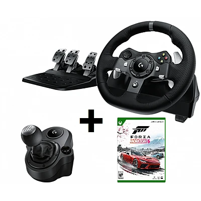 חבילת Logitech G920 עם דוושות, גיר הילוכים ו-Forza Horizon 6 ל-Xbox Series X