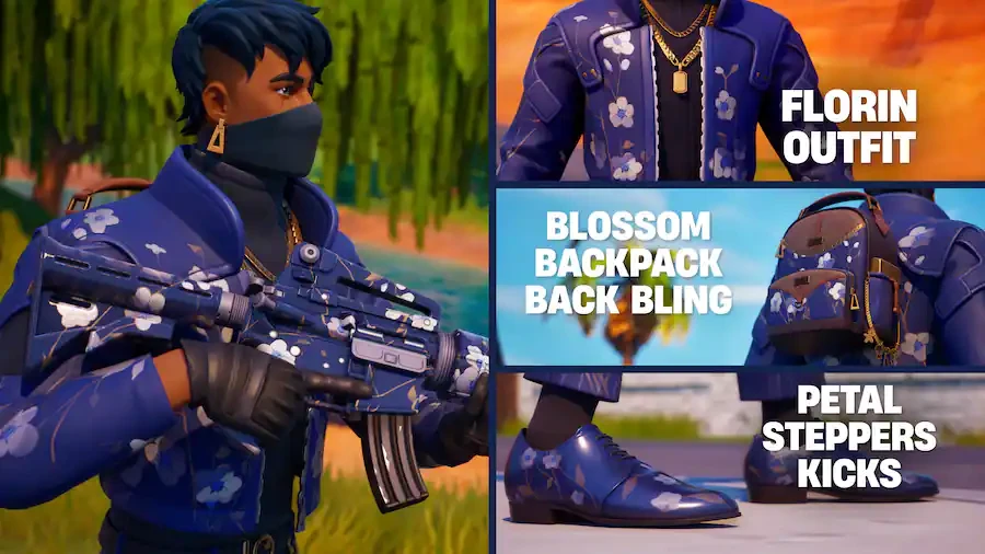 Fortnite Chaos Flowering – גיטרת עלי כותרת ומיקרופון פריחה כחולה