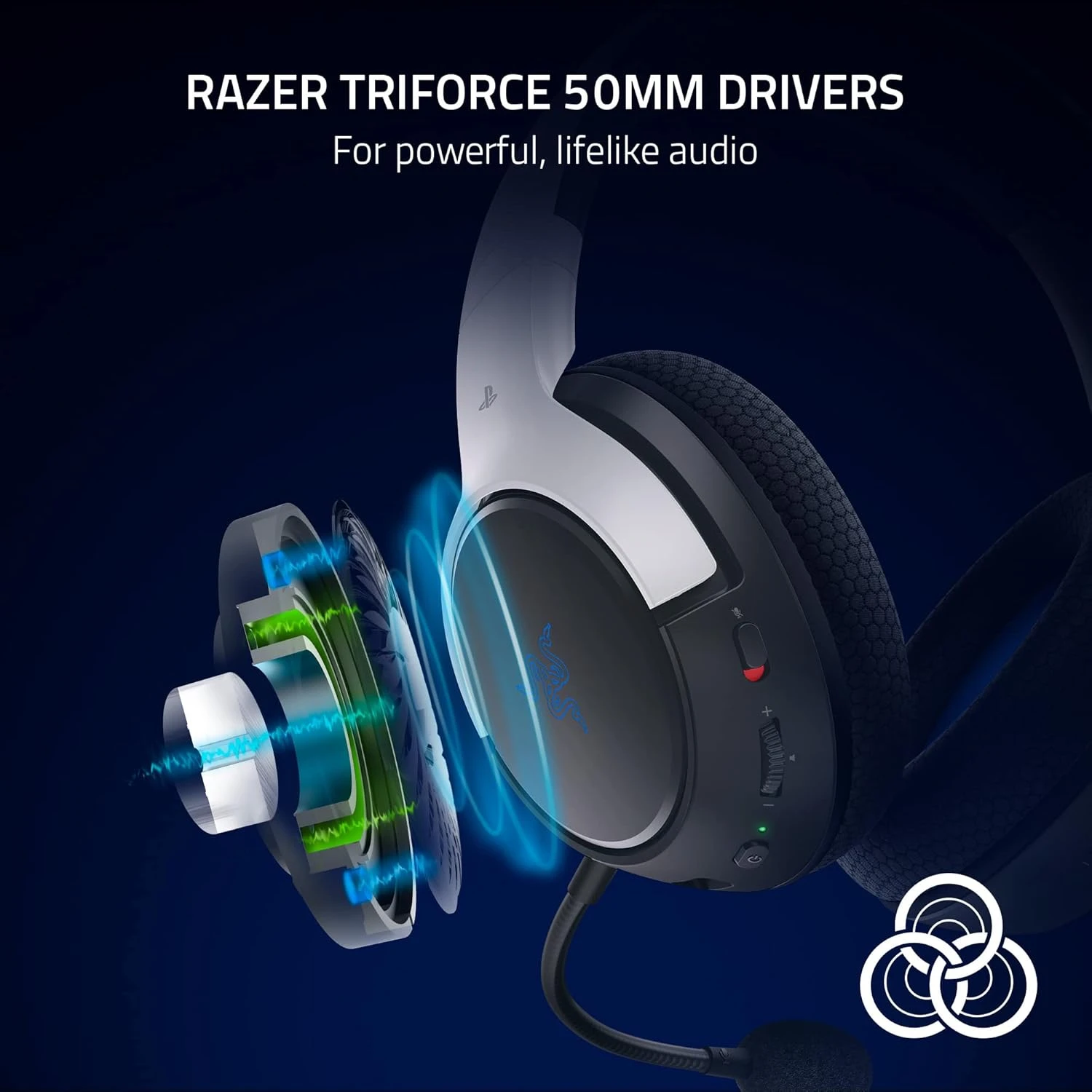 Razer Kaira HyperSpeed for PS5 – דרייברים TriForce Titanium 50 מ״מ