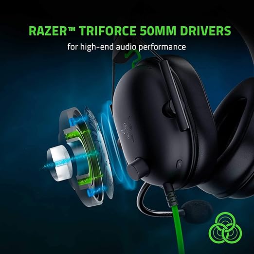 Razer BlackShark V2 X שחור – מבט קדמי ועיצוב קלאסי