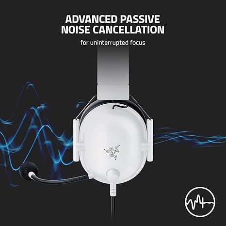 Razer BlackShark V2 X לבן – ביטול רעשים פסיבי מתקדם