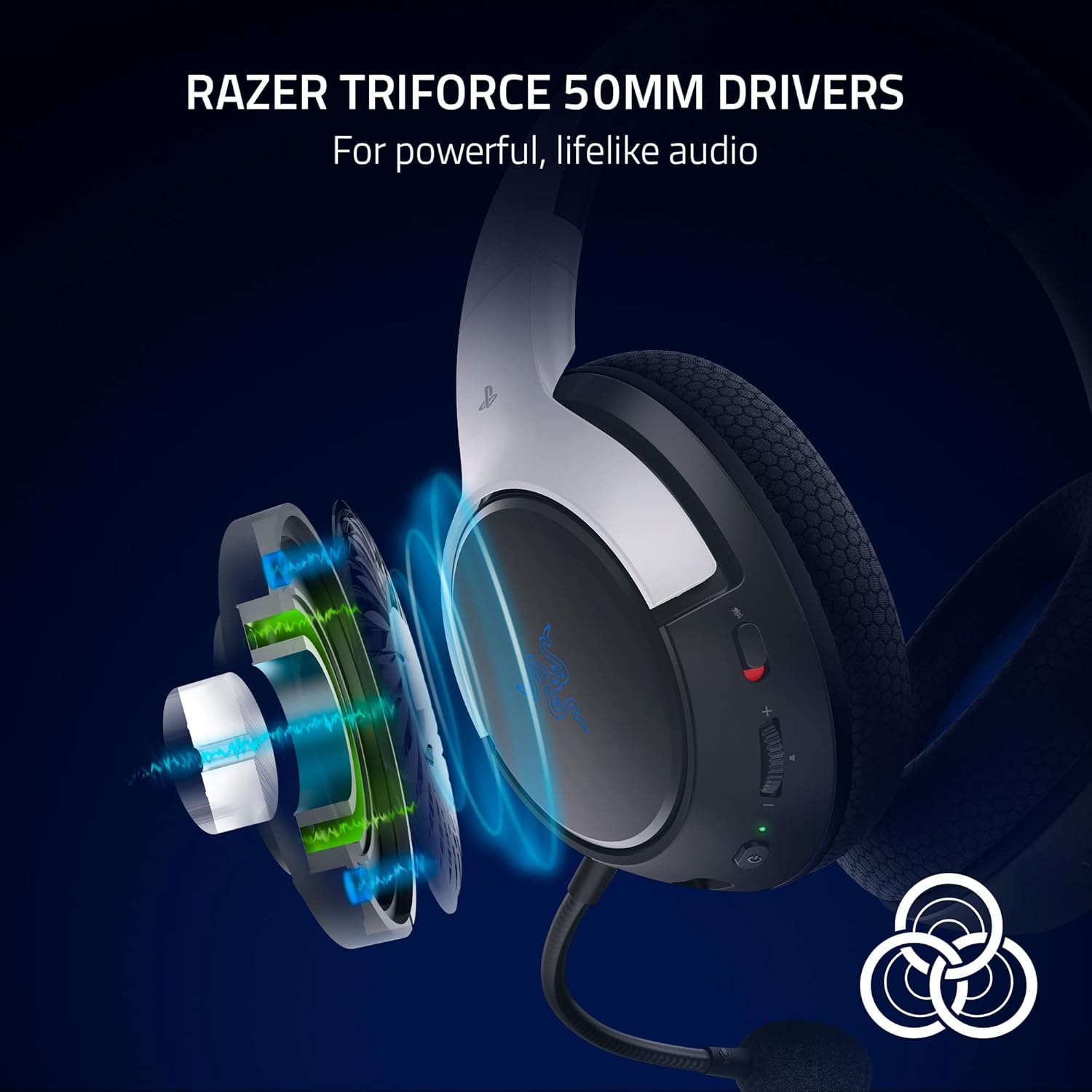 Razer Kaira HyperSpeed for PS5 – דרייברים TriForce Titanium 50 מ״מ